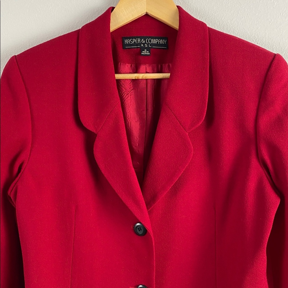 Kasper & Company ASL Vintage Wool Blazer/Suit Jacket | Fully Lined | Red - Picture 4 of 16